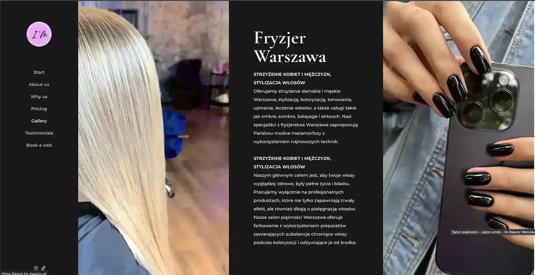 Hairdresser service page