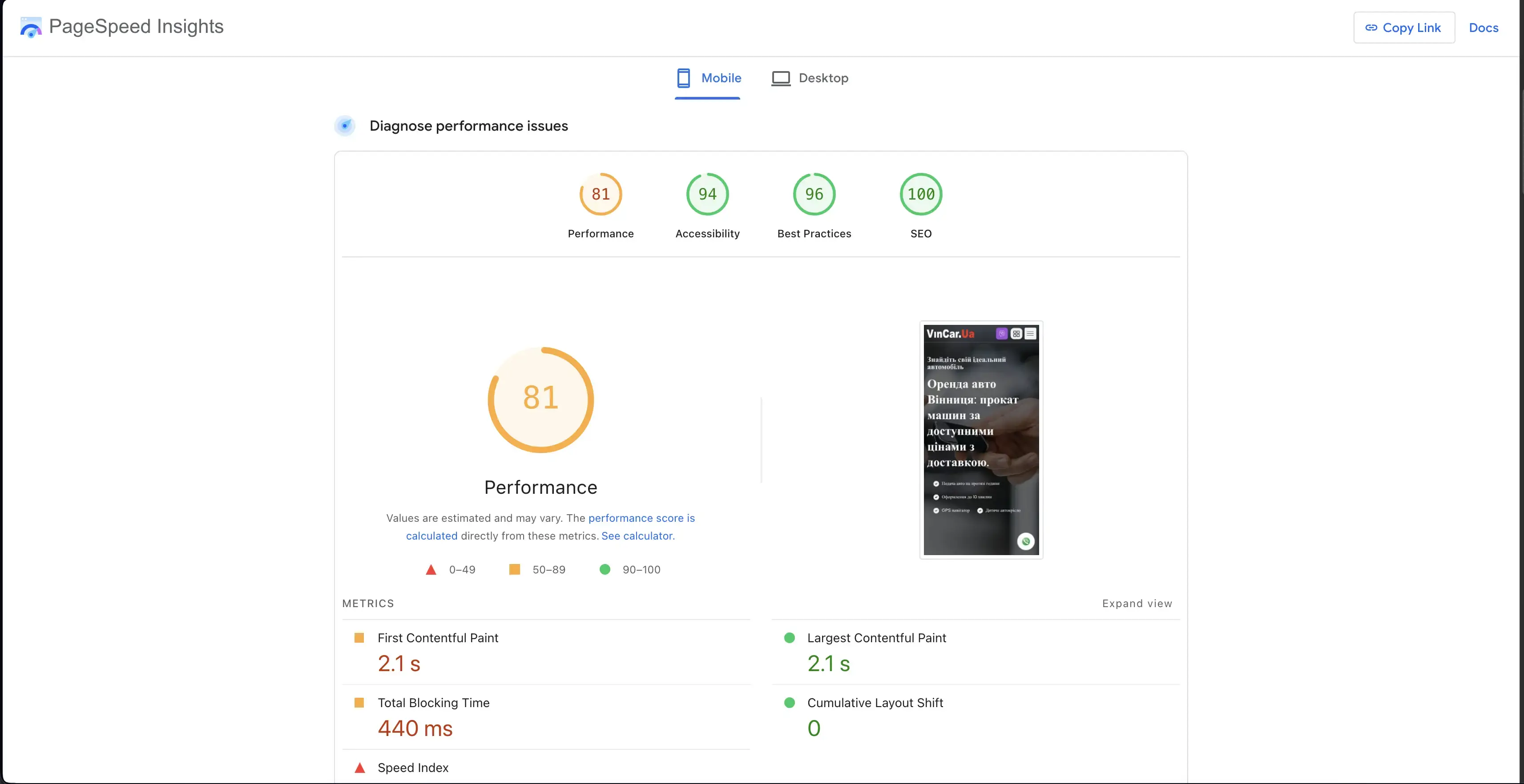 Mobile PageSpeed-Performance