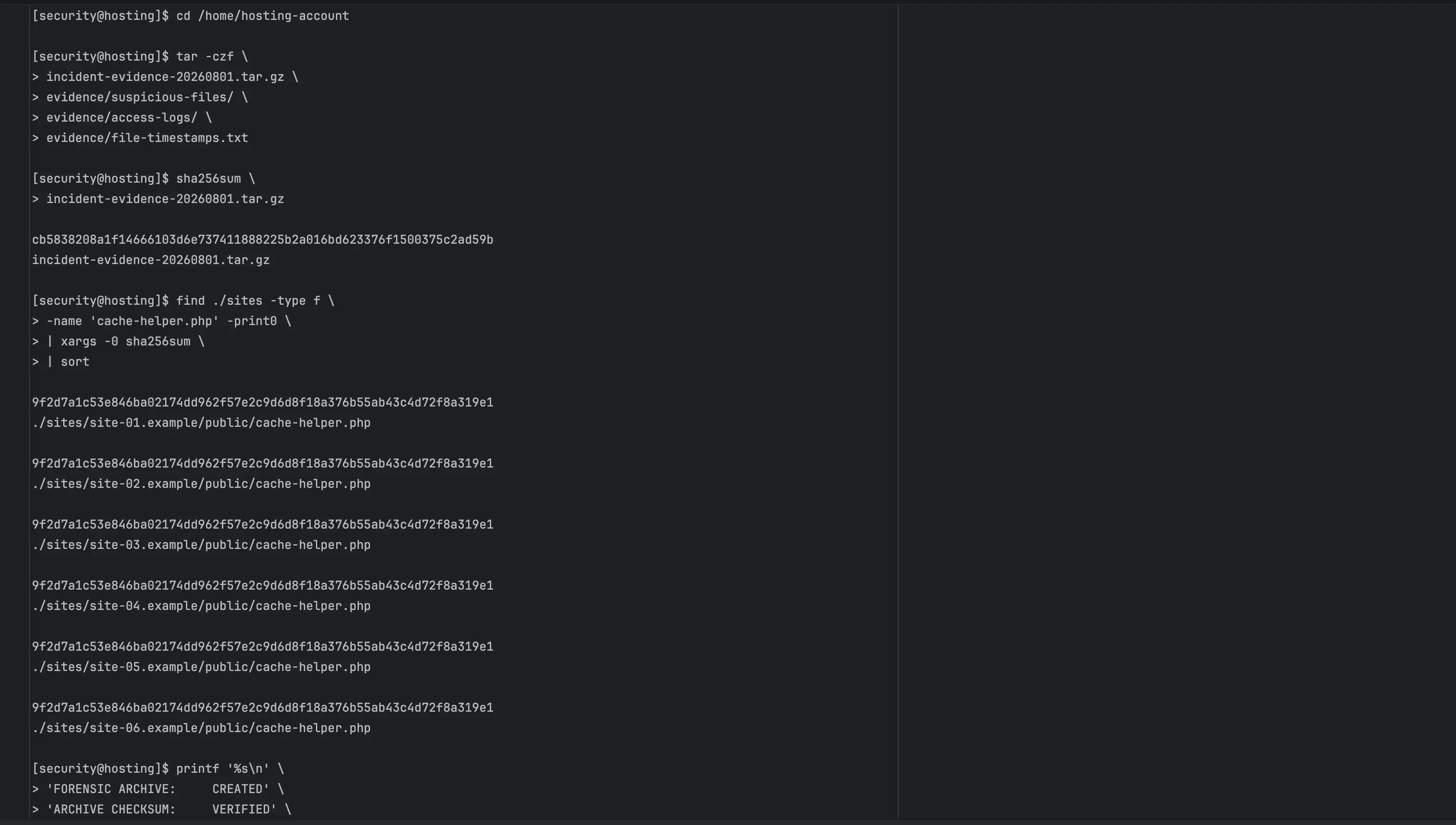 Account-Wide Malware Hash Comparison