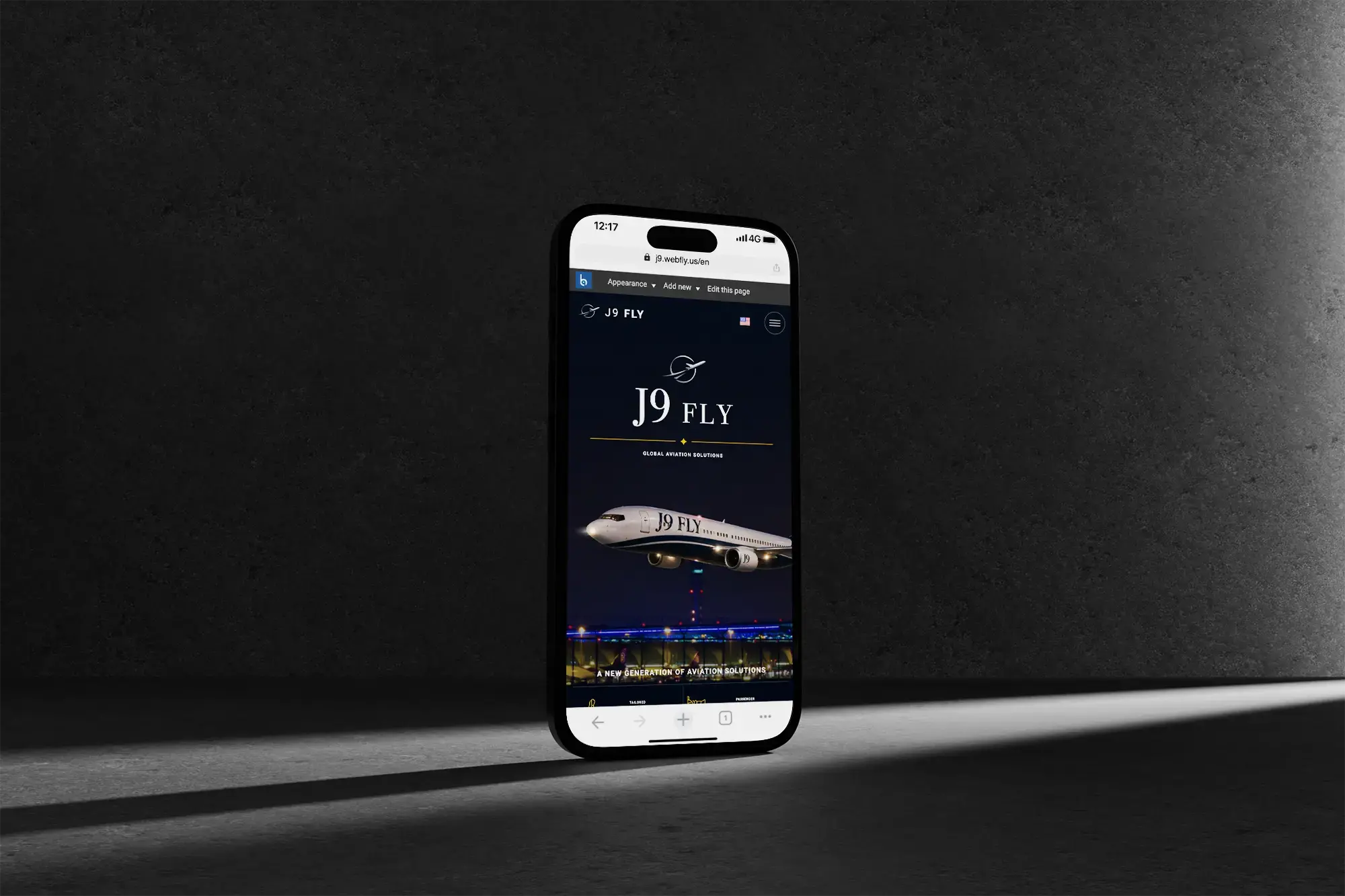 J9 Fly mobile aviation web design