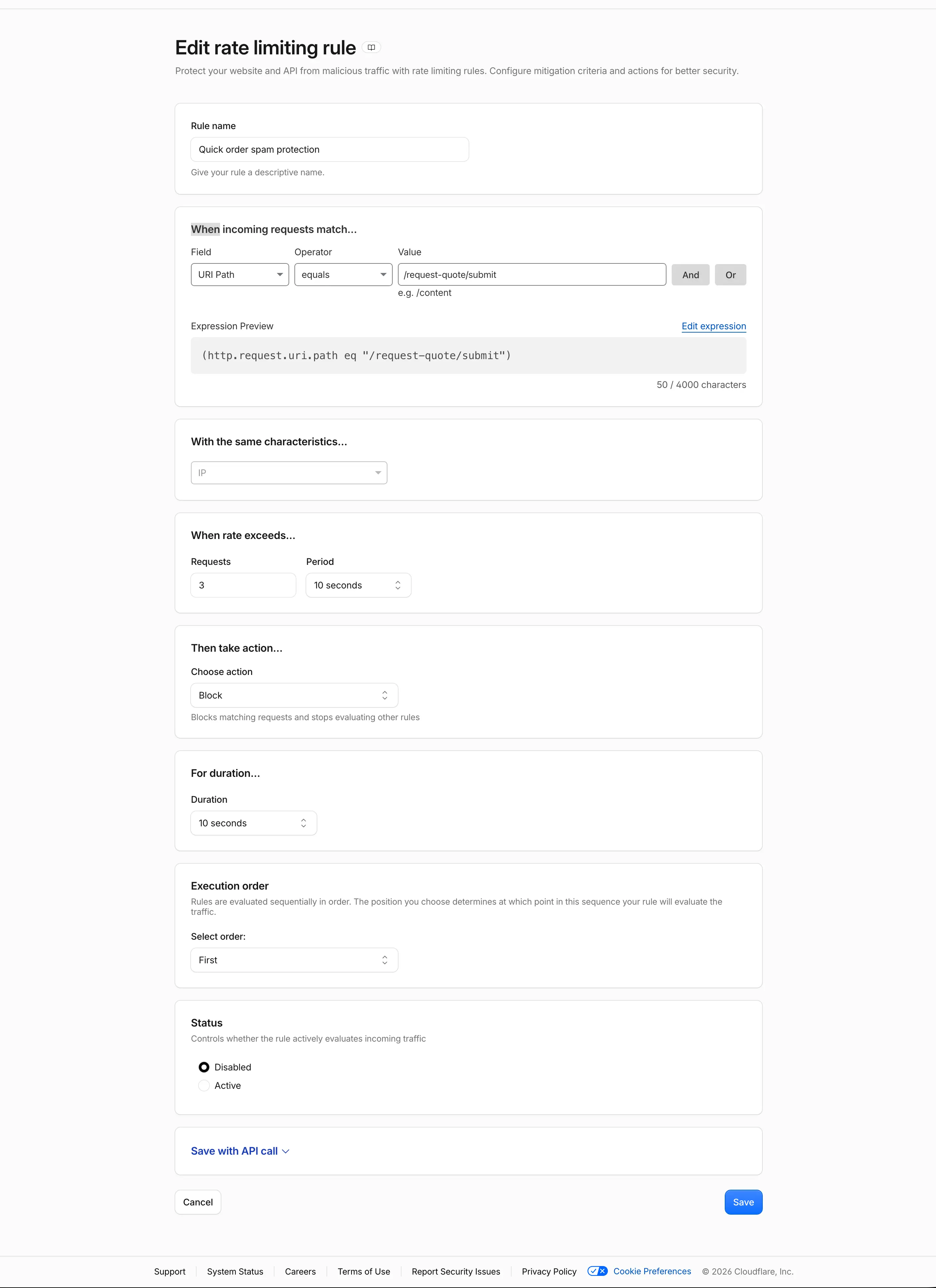 Protection designed around the complete order flow